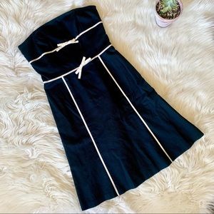 🖤 Ann Taylor Black Strapless Dress w/ White Bows